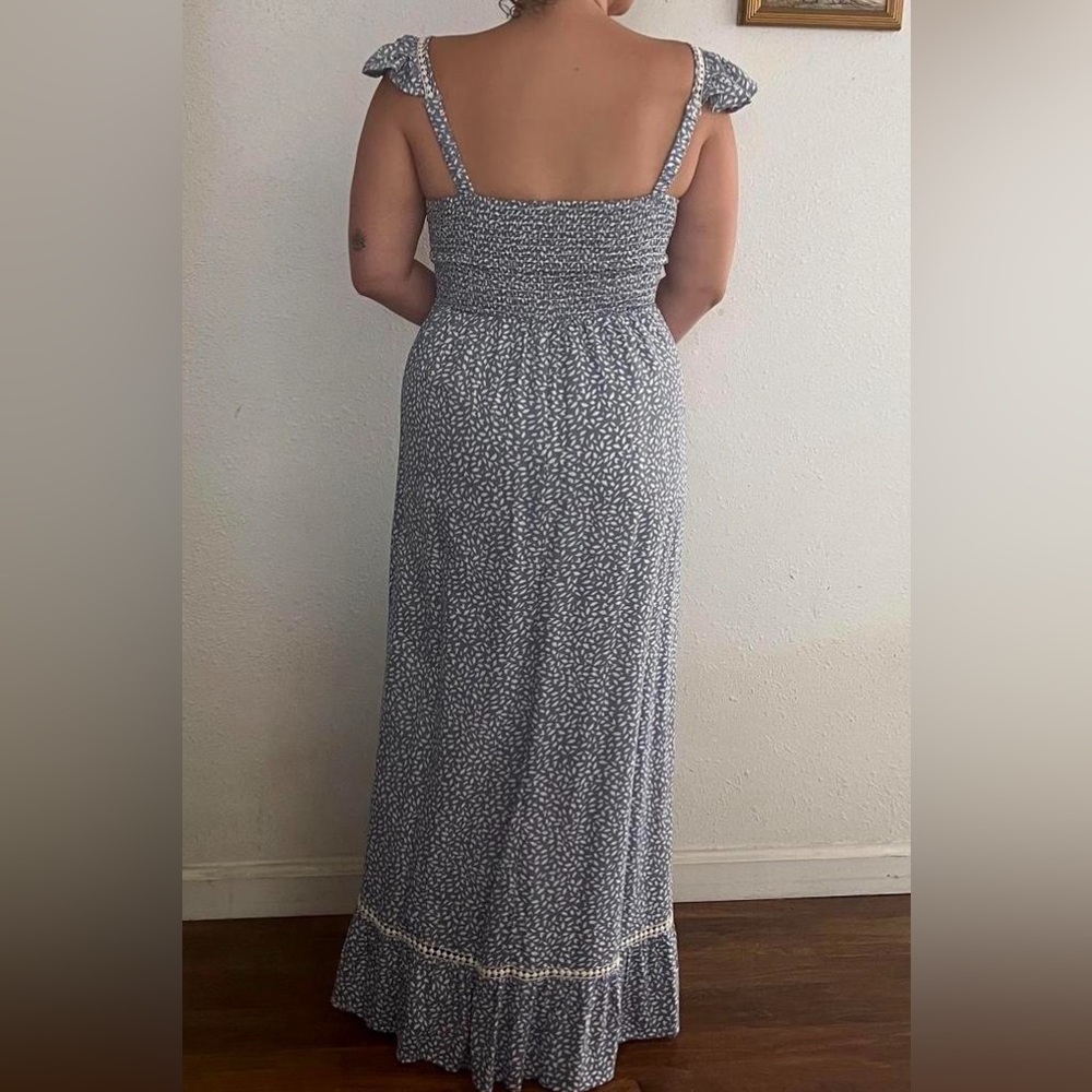 Japna blue crochet lace trimmed maxi dress small - Picture 2 of 11